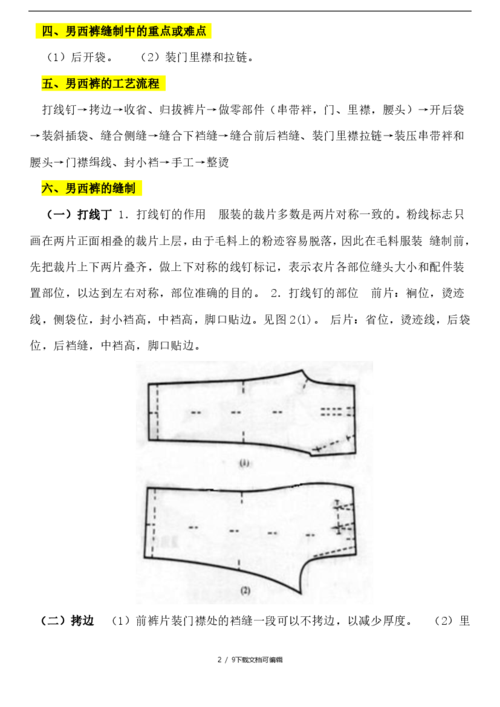 西裤工艺流程简析