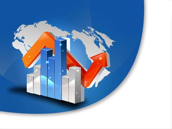 蓝色金融数据柱形图表ppt模板