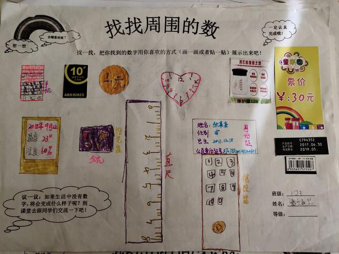 一年级三班数学实践活动——《找找周围的数》作品展评