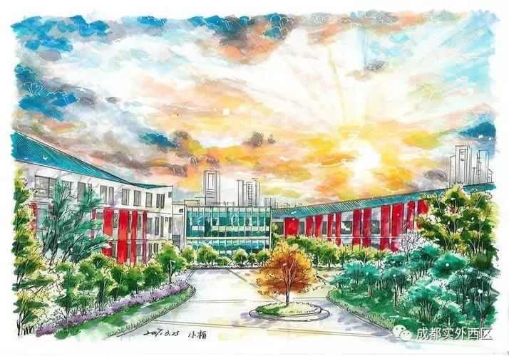 最美校园‖西区学子柏徐静馨手绘美丽校园
