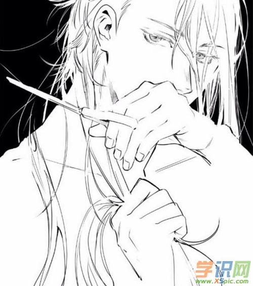 动漫素描图片简单的帅气男生