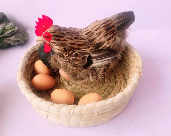 购客定做仿真模型装 饰道具仿真鸡小鸡母鸡孵蛋鸡皮毛动物标本带鸡