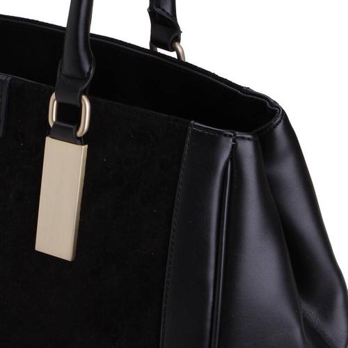 calvin klein 卡文克莱 2014新品女款黑色ck标志压花绒面手提女包