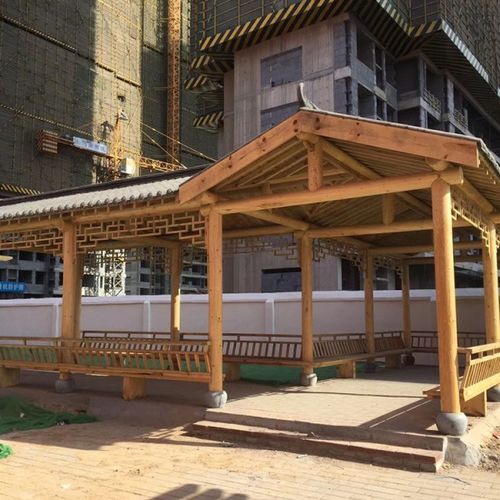 信阳防腐木走廊 户外中式凉亭长廊 防腐木长廊施工