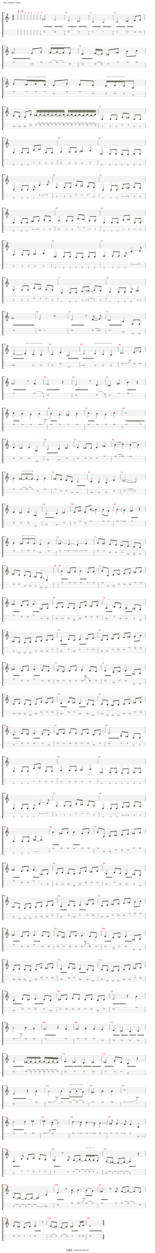 曲谱名:卡农(电贝斯)贝斯谱