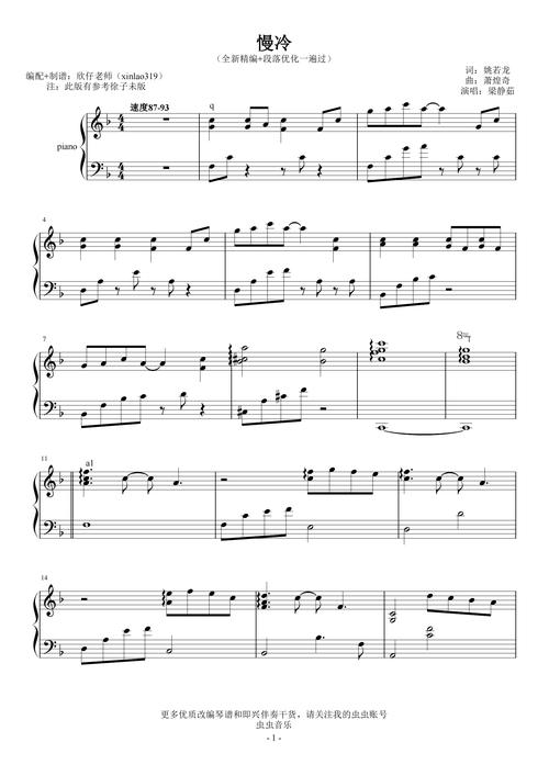 首页 钢琴谱库 梁静茹-f《慢冷》(全新精编 段落优化一遍过)