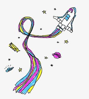 喷彩带飞机简笔画