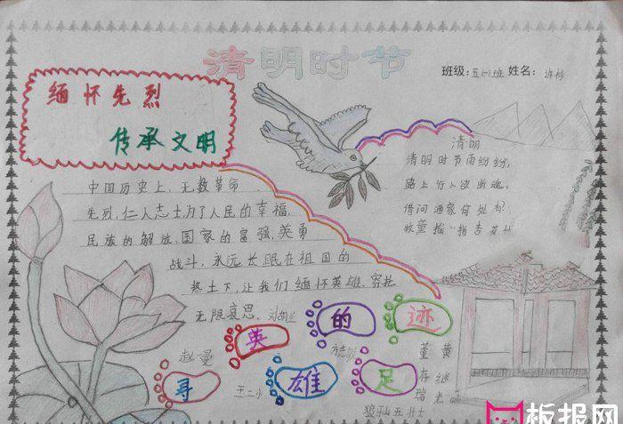 缅怀先烈手抄报传承文明