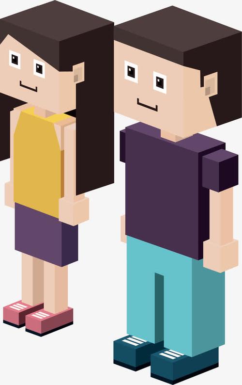 矢量手绘方块人物