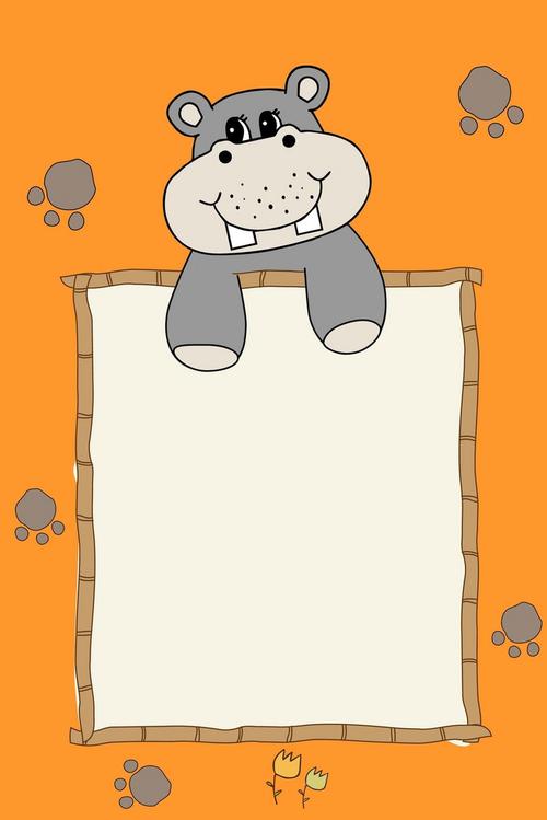 矢量手绘卡通动物边框