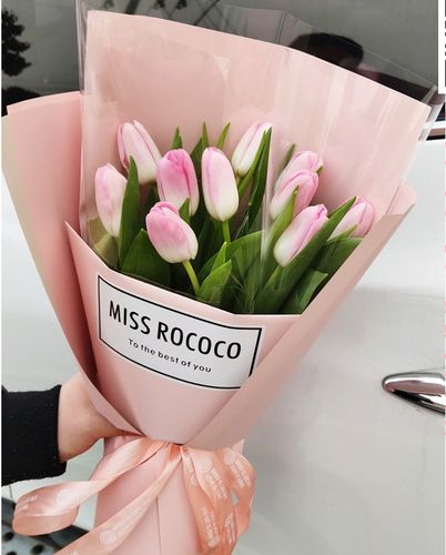 进口粉色支郁金香花束郑州同城鲜花店节日送男女朋友