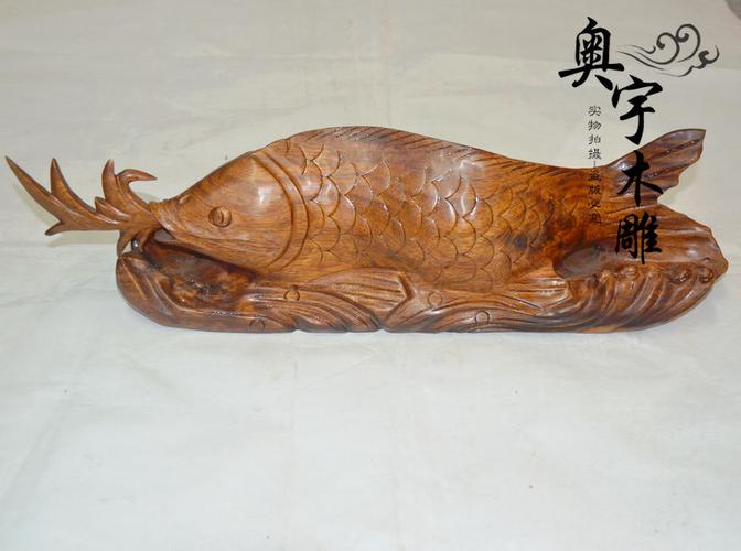 实木铁梨木木雕年年有余吉祥鱼红木工艺品木雕家居招财风水摆件