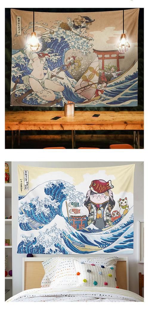 素衣卿月 浮世绘背景墙挂布背景布ins网红挂毯卧室墙面床头布置装饰