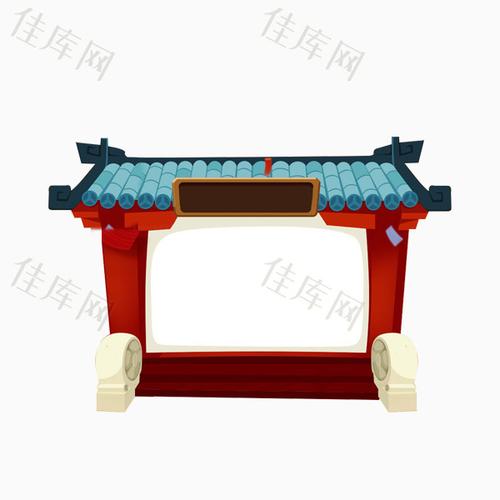 手绘卡通屋檐门口