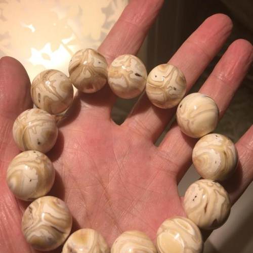 保真天然无染色猛犸臼齿1.8手串 非南红琥珀蜜蜡玛瑙青金石绿松石