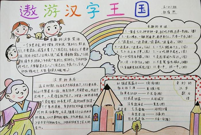 遨游汉字王国手抄报图片,我爱汉字