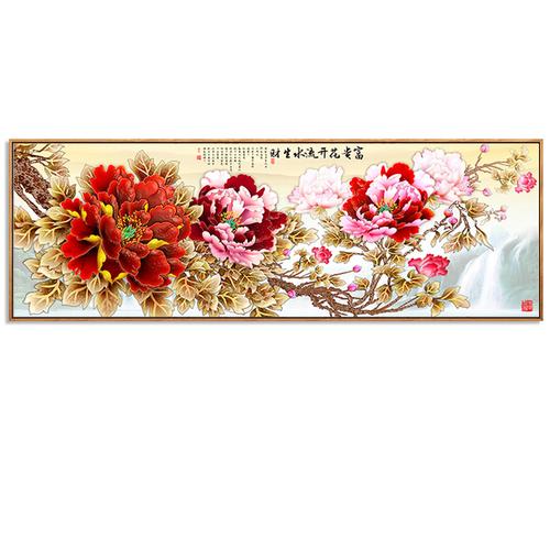 新中式客厅装饰画沙发背景墙挂画花开富贵牡丹画卧室床头壁画花鸟