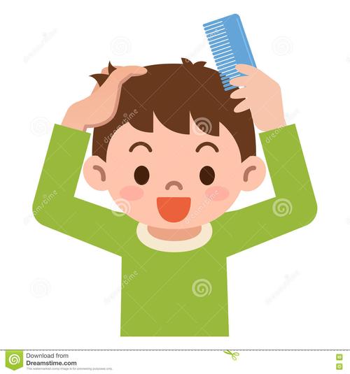 boy brushing hair clipart