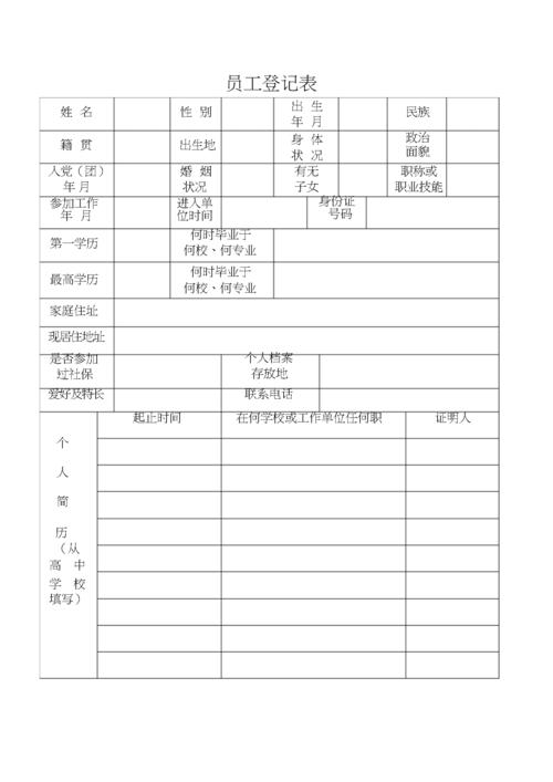 公司员工基本信息表模板.docx 3页