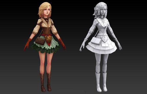 3d游戏角色模型布线参考素材角色设定资料