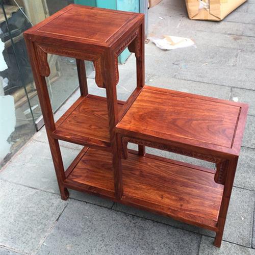 中式盆景鸡翅红木整装花梨花架实木