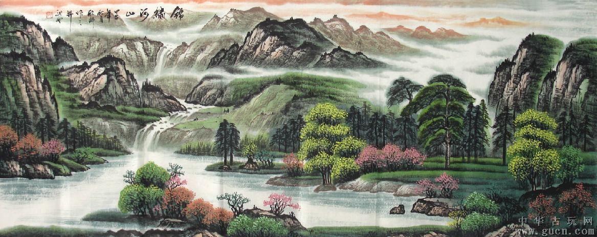 小六尺山水画真迹锦绣河山