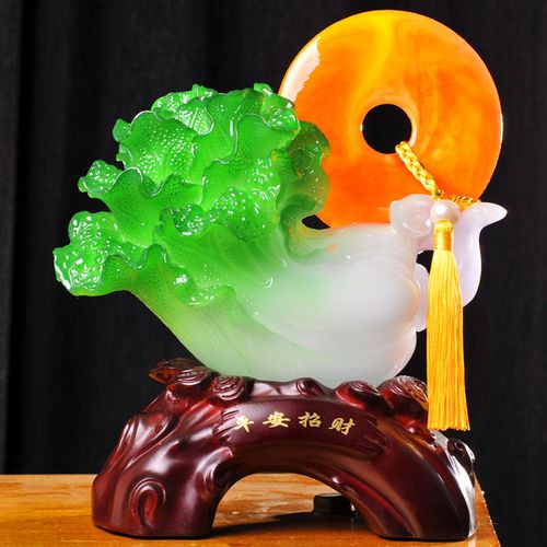 招财马摆件玉白菜大号马上发财客厅装饰乔迁饭店办公室桌开业礼品