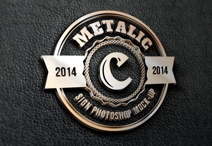 蓝黑色皮质金属立体logo图标