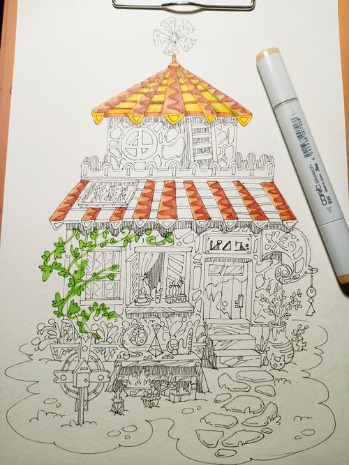 马克笔手绘插画 温馨杂货铺