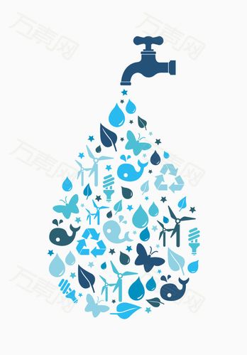 扁平化水滴水资源矢量图