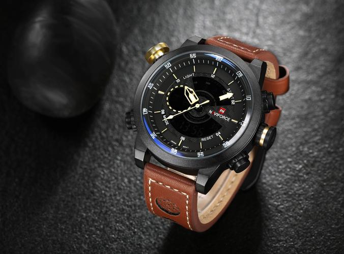 naviforce领翔9081正品男士大表盘皮带防水多功能户外运动手表