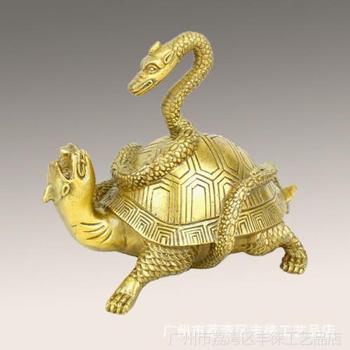家居风水吉祥物 开光纯铜玄武 铜蛇龟 摆件