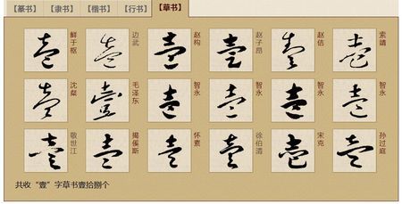 展开全部 "壹"的草书写法: 向左转  向右转