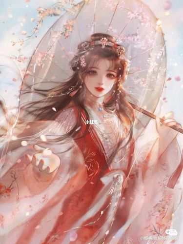 二次元少女古风红色系_红色系_动漫_古风_素材_素材