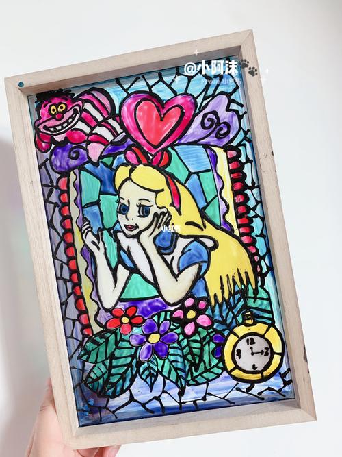 96手绘玻璃画|爱丽丝～_绘画_手绘_颜料_艺术_文化