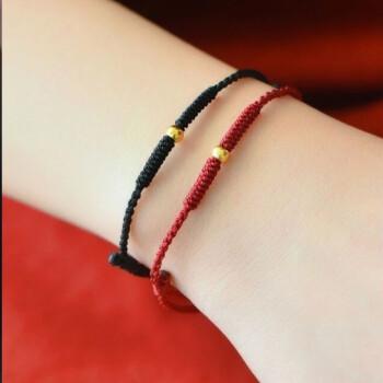 易升黄金转运珠手链女士情侣一对男女款小金珠手工编织手绳生日礼物送