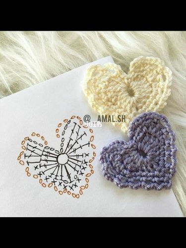 ins心形钩针花样附图解