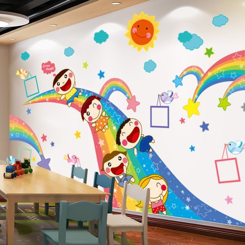 幼儿园墙贴纸环境布置班级教室主题墙面装饰托管班环创卡通贴画
