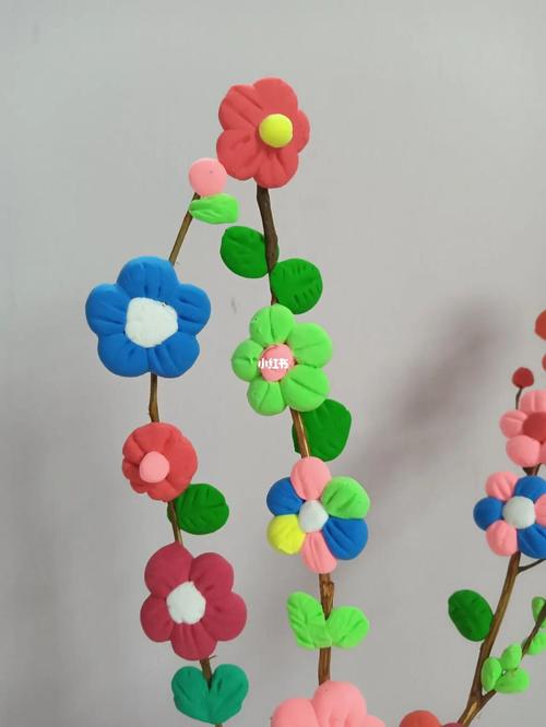 树枝上满是彩花94_粘土_手工制作_超轻粘土手工_兴趣爱好_手工