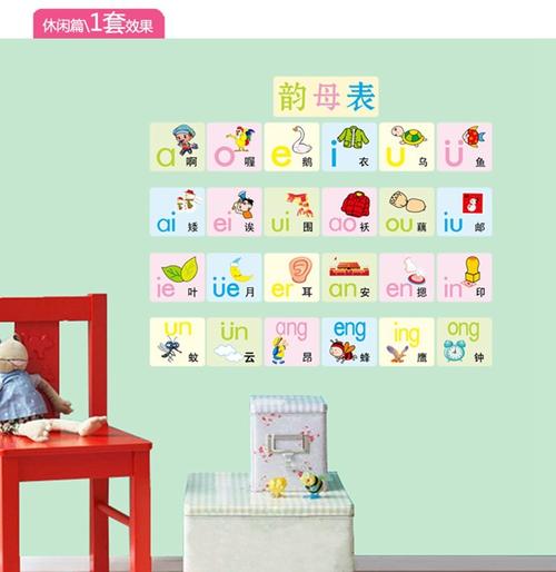 直销字母表声母表韵母表1pvc儿童墙贴儿童房早教防水贴纸