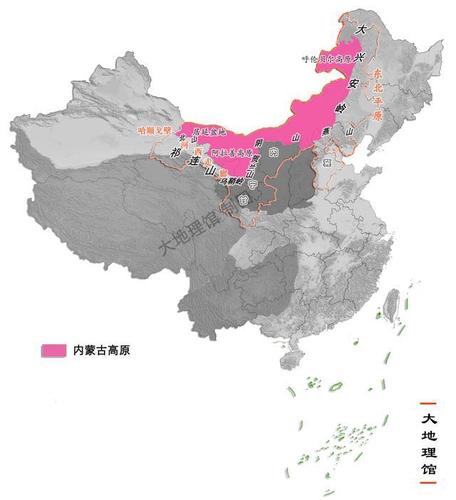 内蒙古高原,为蒙古高原的一部分,南至阴山山脉,燕山北麓,东到