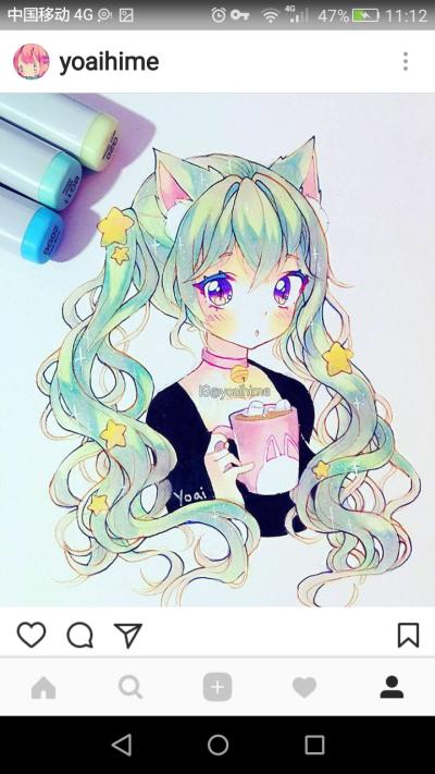点赞  评论  马克笔 动漫 手绘 少女 头像 壁纸 黑白 插画 画师:yoai