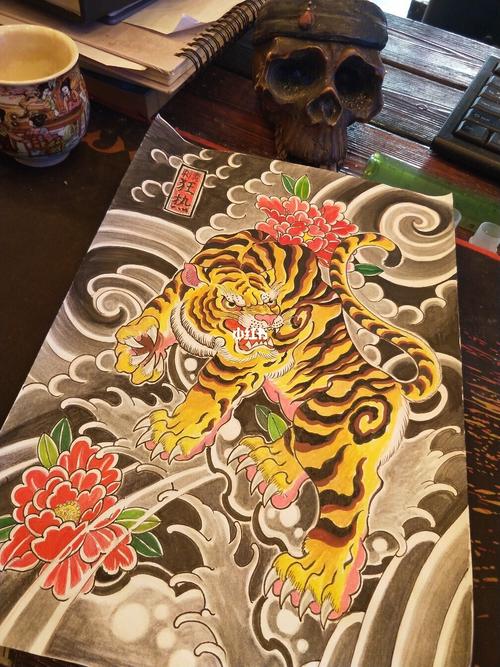 原创手稿 纹身 满背日式 传统纹身_纹身_狂热刺青自由