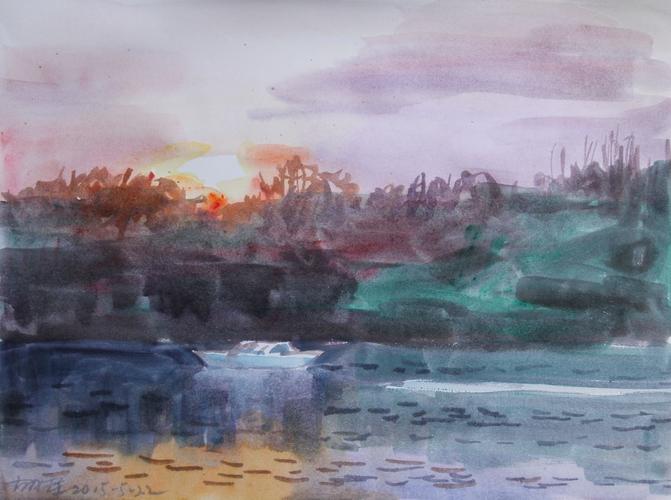 5.22西溪湿地 - 胡军画照片的水彩画,随画随添