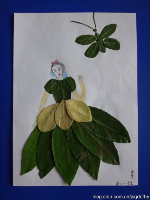 树叶贴画手工手抄报 秋天树叶手抄报