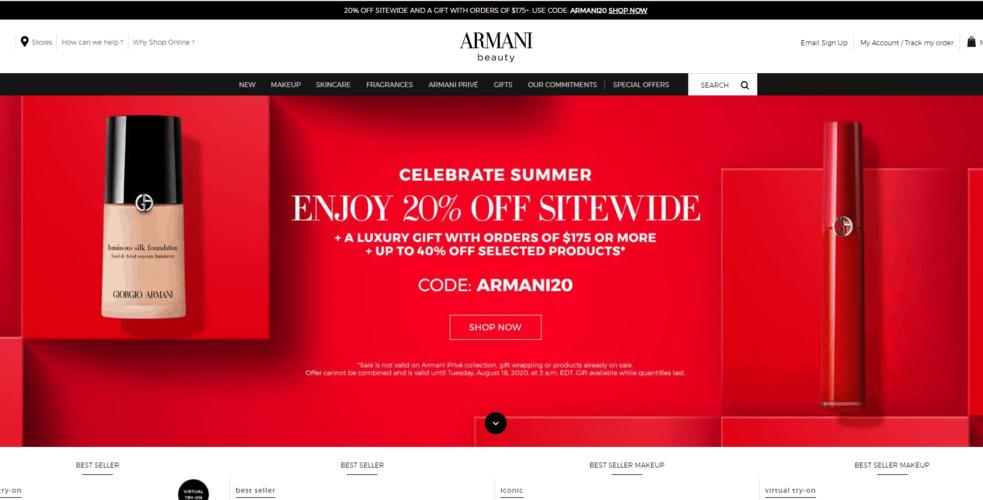 giorgio armani beauty优惠码2022 阿玛尼加拿大全场彩妆额外8折促销
