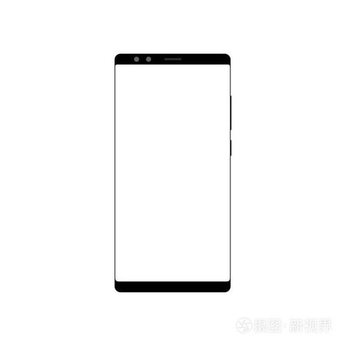 无框架智能手机模拟与空白屏幕隔离在白色背景.模板设计