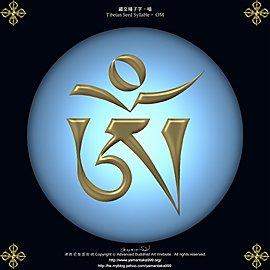 是藏文的"嗡"字.在装饰物上代表净化保护的意思.