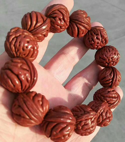 桃核手串秦岭龙纹l野生文玩精品刺龙正圆男女式手链佛珠辟邪包邮