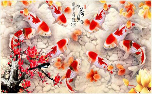 九鱼图是一种很常见的风水挂画,很多人家中或是办公室都有摆放.